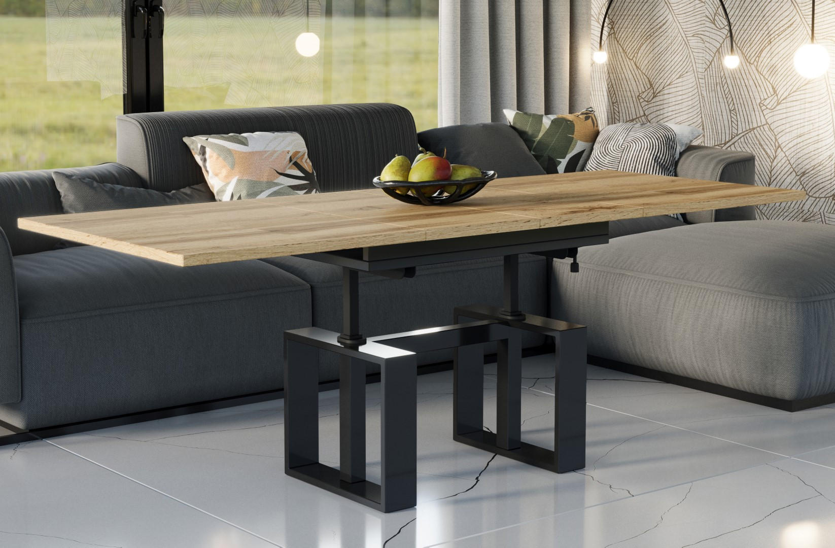 COUCHTISCH Empoli höhenverstellbar, ausziehbar bis 170 cm - Eiche Wotan, Holzwerkstoff (110/65/58cm) - Endo-Moebel