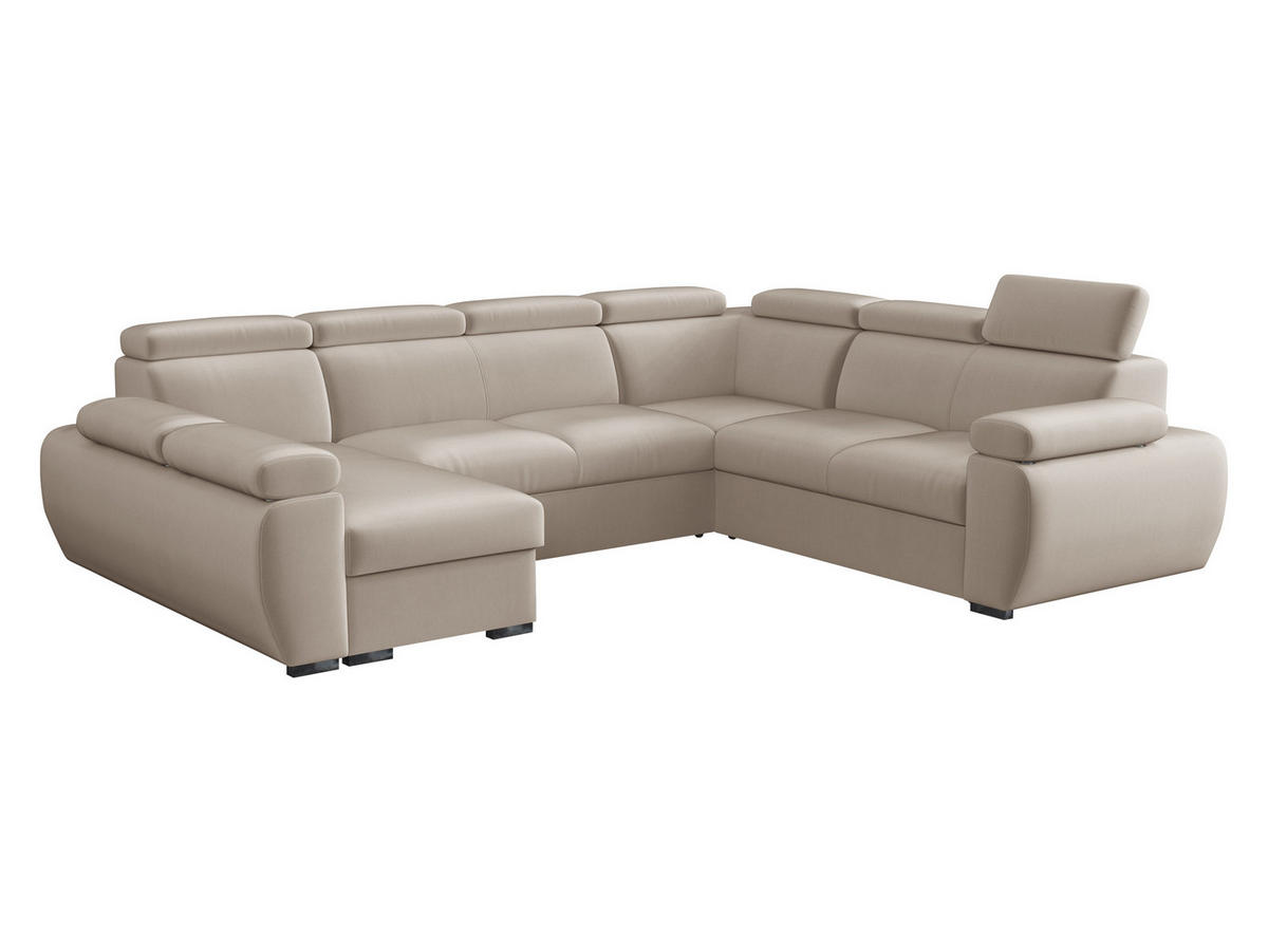 WOHNLANDSCHAFT Boston U, Seite: Links - LC+2P+R+2R - Chromfarben/Naturfarben, Holz/Textil (325/98/260cm) - MIRJAN24