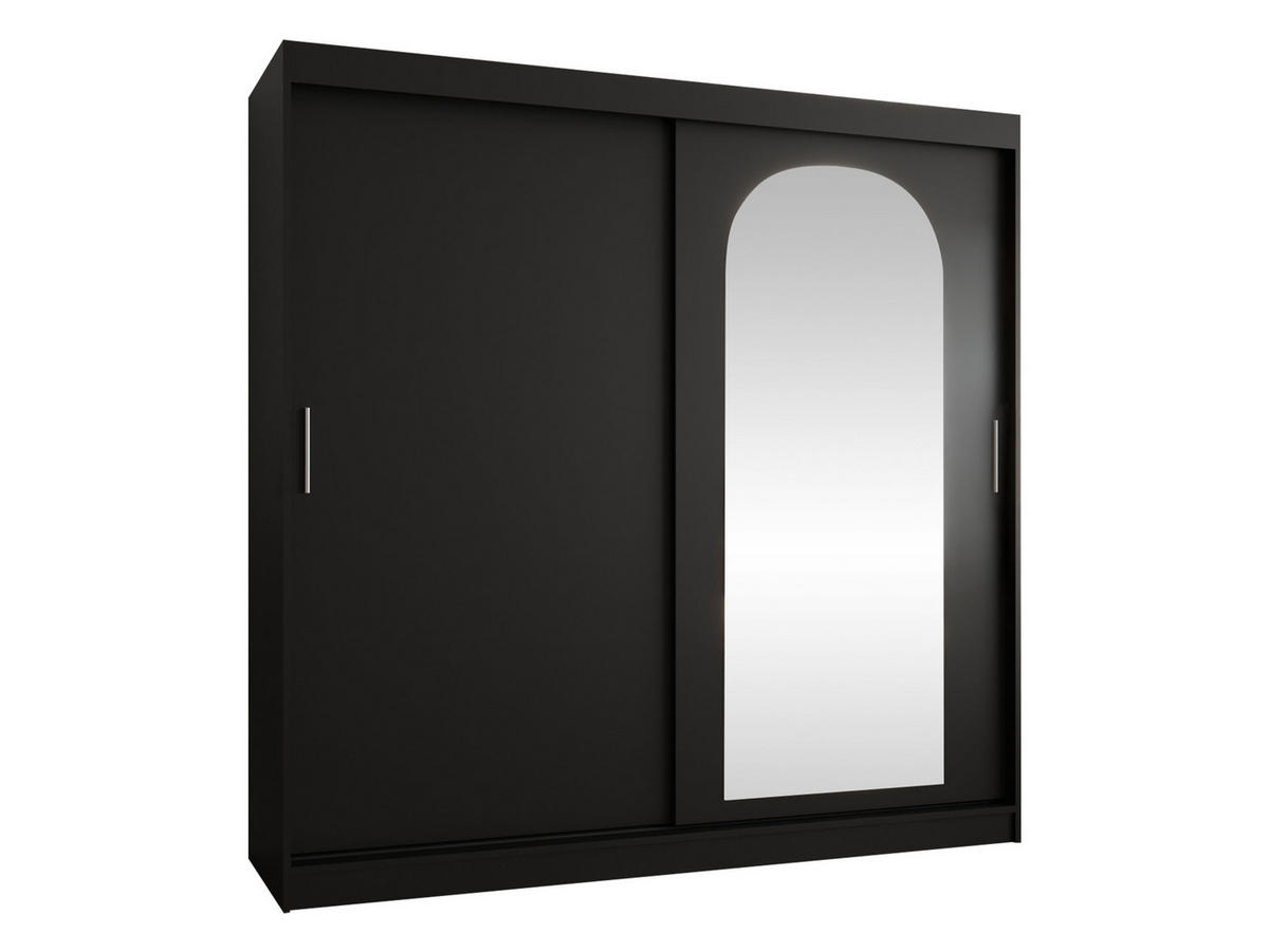 SCHWEBETÜRENSCHRANK Selfie 200 cm mit Schubladen - Silberfarben/Schwarz, Holzwerkstoff/Kunststoff (200/200/62cm) - MIRJAN24