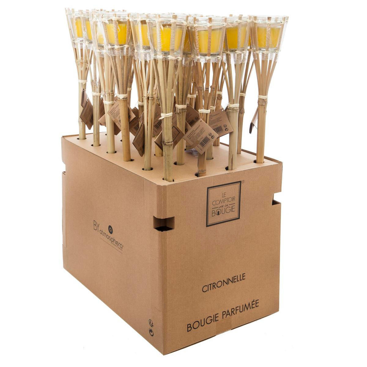 BAMBUSFACKEL Citronella gegen Mücken - Gelb, Paraffin (76cm) - Atmosphera Createur d´interieur