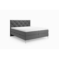 BOXSPRINGBETT Anmut 180x200 cm – Grau, mit Bettkasten und Kaltschaum-Topper - Grau, Textil (180/200cm)
