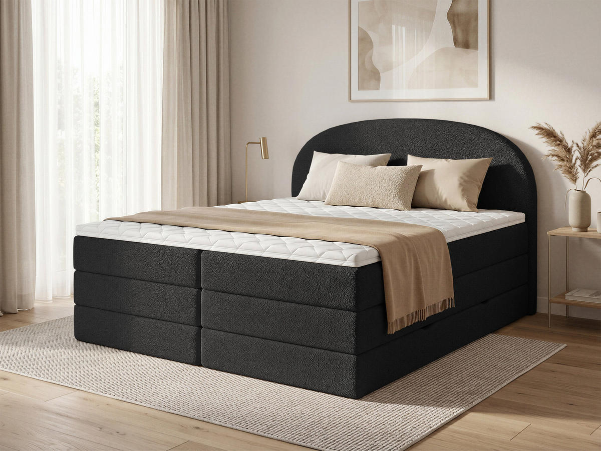 BOXSPRINGBETT Cloud Max - 160x200 -schwarz (Coral 60) - Schwarz, Holz/Holzwerkstoff (160/200cm) - Sofnet