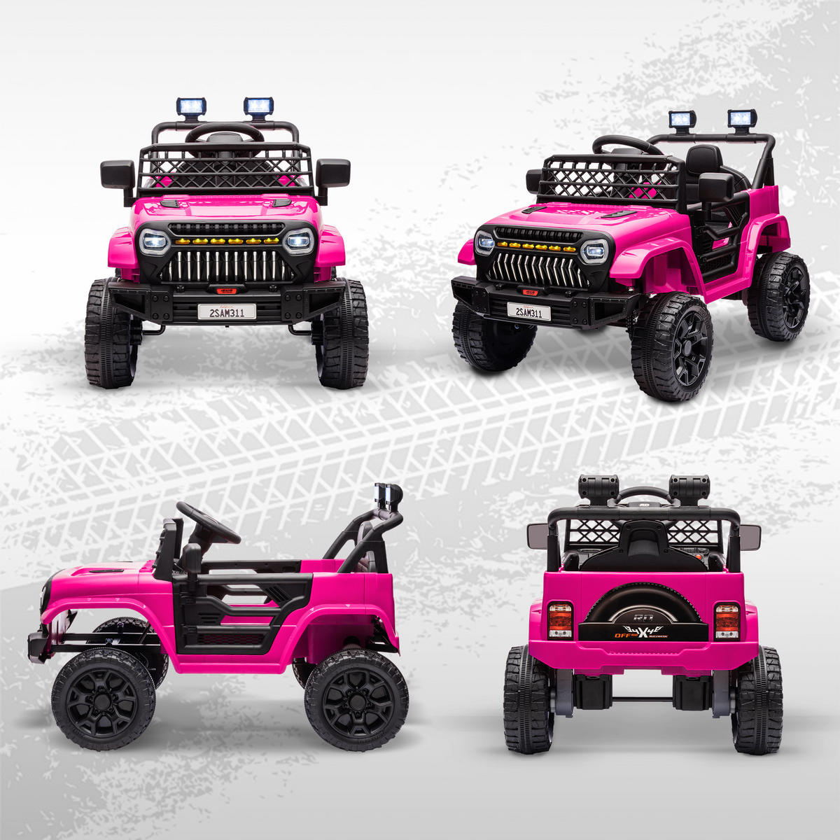ELEKTROAUTO DE-06282 12V mit 2,4G Fernbedienung und Doppelmotor Rosa - Pink, Kunststoff/Metall (95/62.5/65cm) - ComfortXL