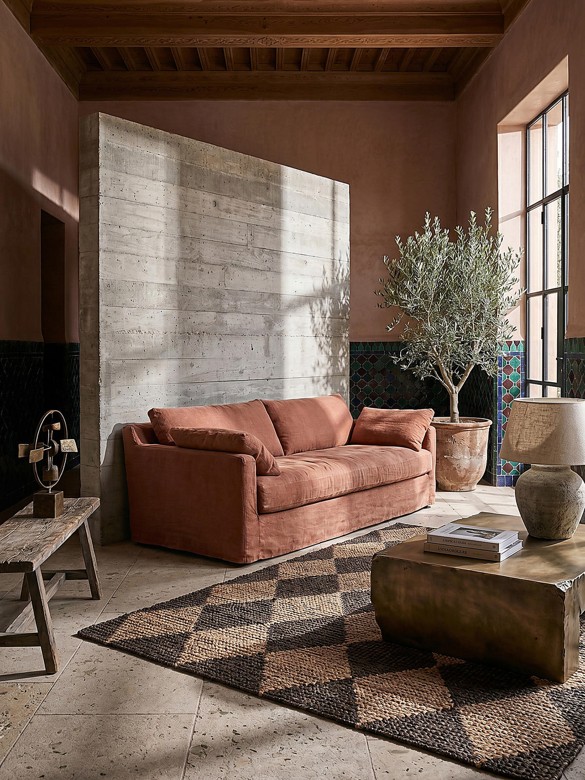 TEPPICH Jute Flachgewebe Rauten Muster, Wohnzimmer Braun Rechteckig 120x170 - Braun, Textil (170/120cm) - KADIMA DESIGN