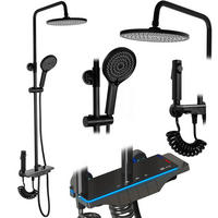 DUSCHGARNITUR Rea Savio Led Black - Schwarz, Metall (28/120/13cm) - REA