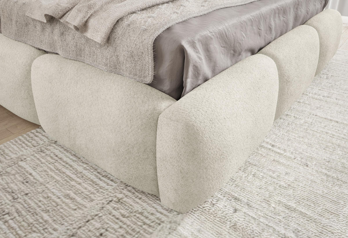 POLSTERBETT mit Stauraum Bouclé-Stoff 200x200 cm in Creme - Creme, Textil (200/200cm) - Home Collective