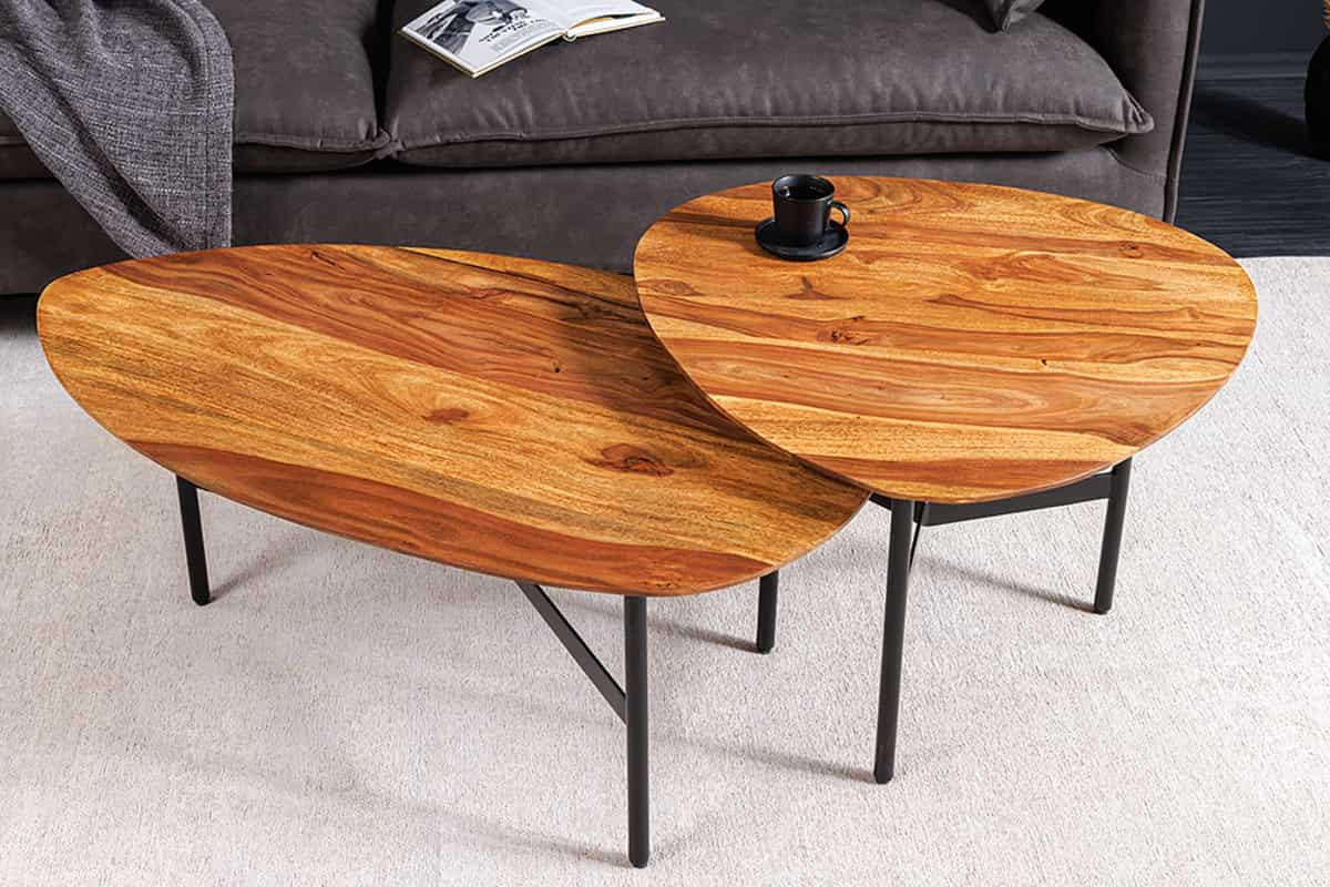 COUCHTISCH BEAUTY BY NATURE Sheesham quadratisch Natur 86cm - Braun, Holz/Metall (50/86/37cm) - riess-ambiente