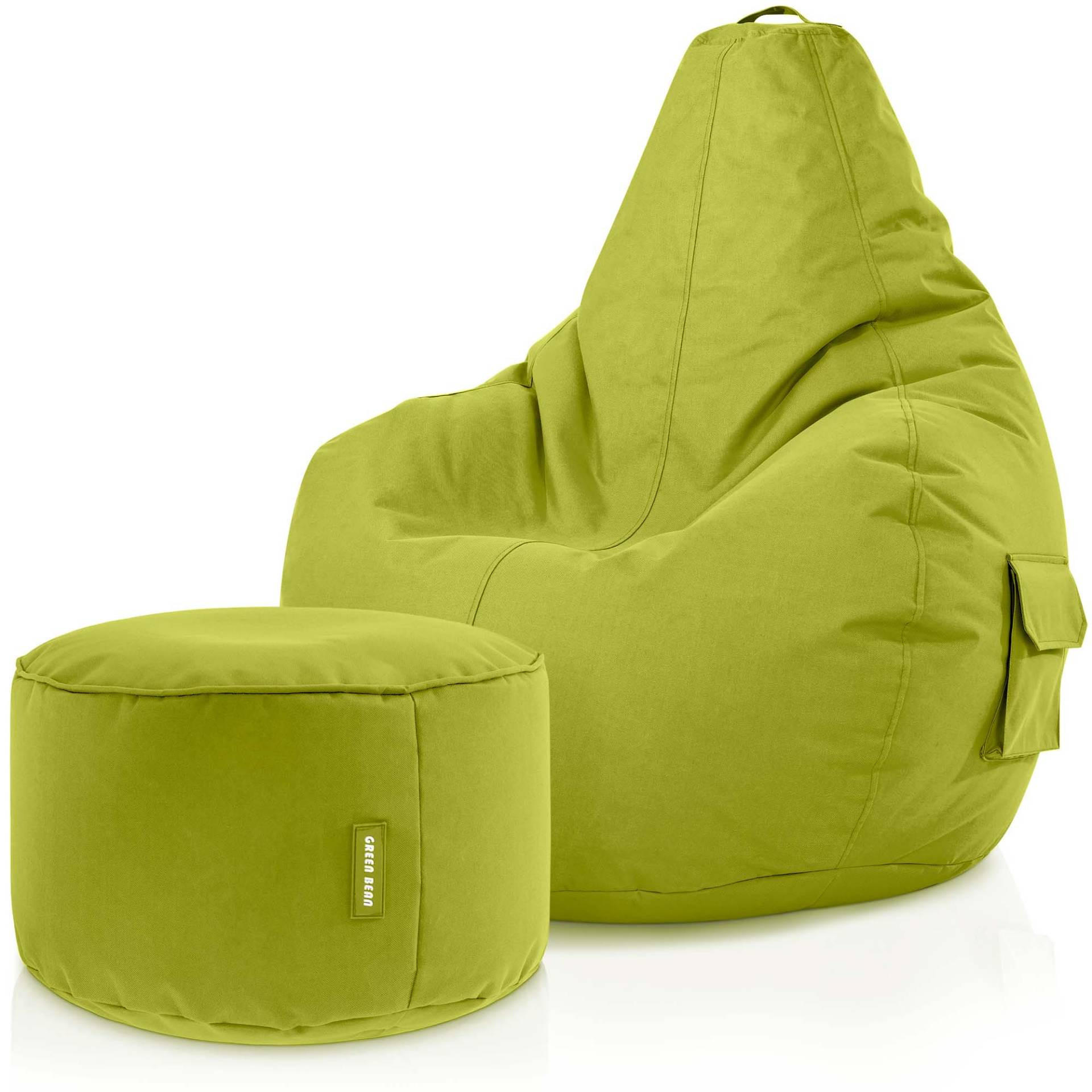 SITZSACK + Hocker "Cozy+Stay" 2er Set - Grün, Textil (70/90/80cm) - Green Bean