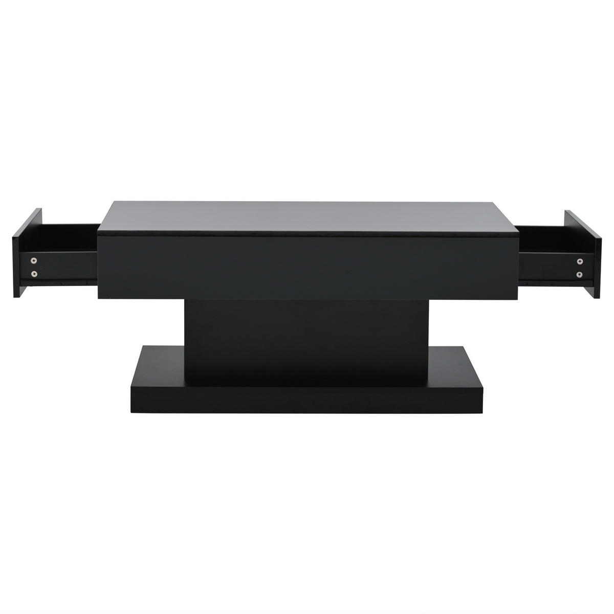 COUCHTISCH DE-37108 I-förmig mit LED und 2 Schubladen Schwarz - Schwarz, Holzwerkstoff (100/50/45cm) - ComfortXL