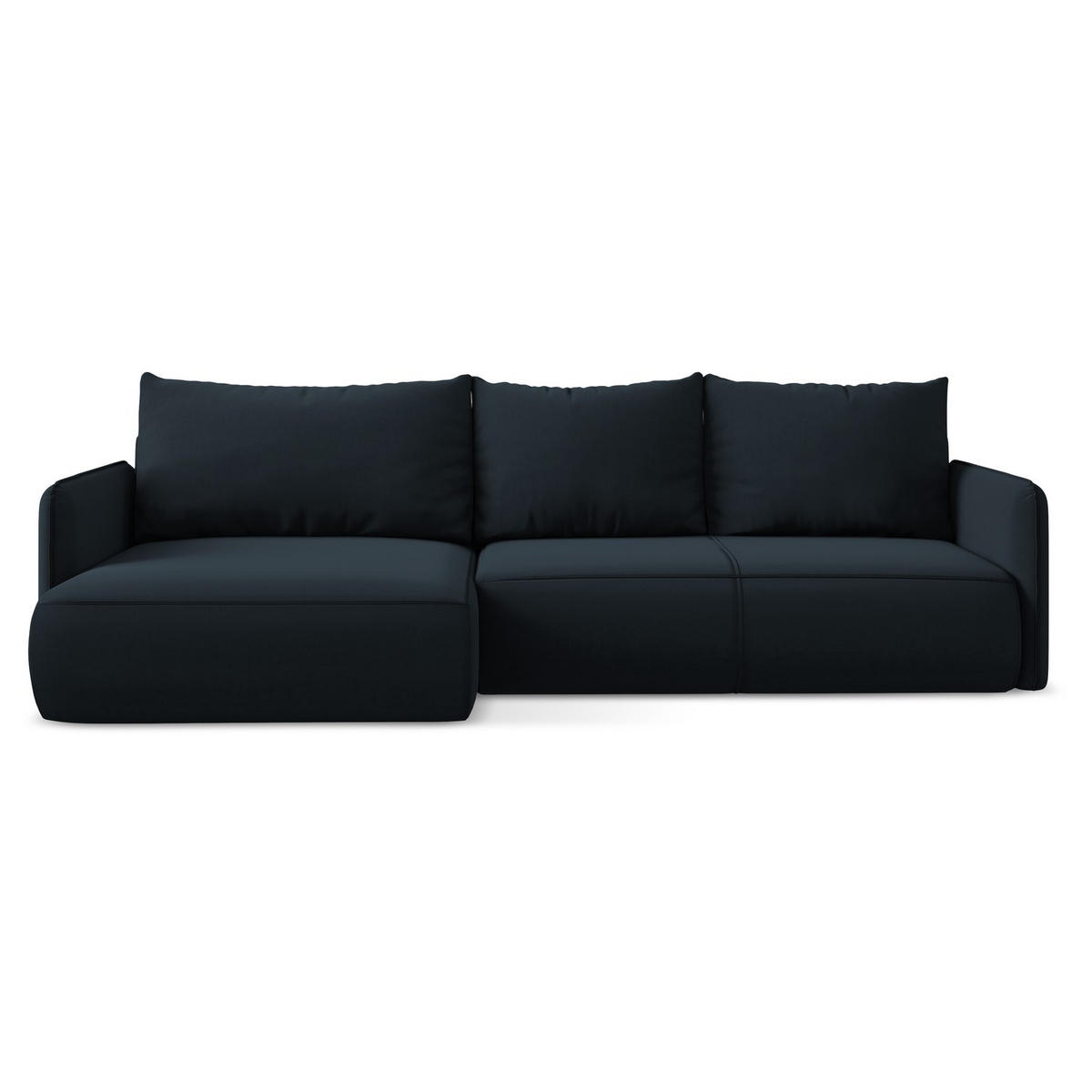 ECKSOFA mit Schlaffunktion Samt Stoff Blau - Blau/Schwarz, Kunststoff/Textil (148/240cm) - LaMiaSofa