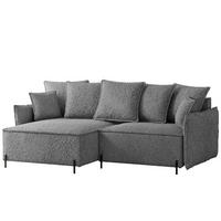 ECKSOFA MARCO Links, mit Schlaffunktion und Bettkasten, Hellgrau - Hellgrau, Textil/Metall (221/148cm) - Idohome