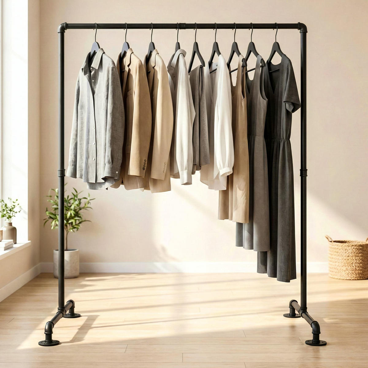 KLEIDERSTÄNDER 120 cm-schwarz-Metall - Schwarz, Metall (120/150/55cm) - CLP