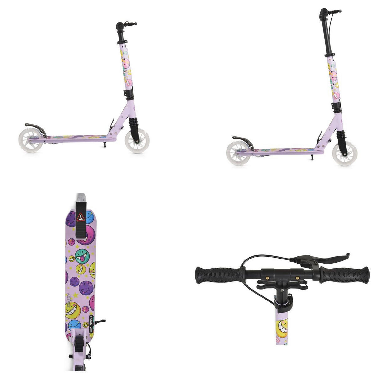 KINDERROLLER Snazzy lila LED-Räder, Frontstoßdämpfer, Seitenständer, Hinterradbremse, faltbar - Violett, Metall (89/40/74cm)