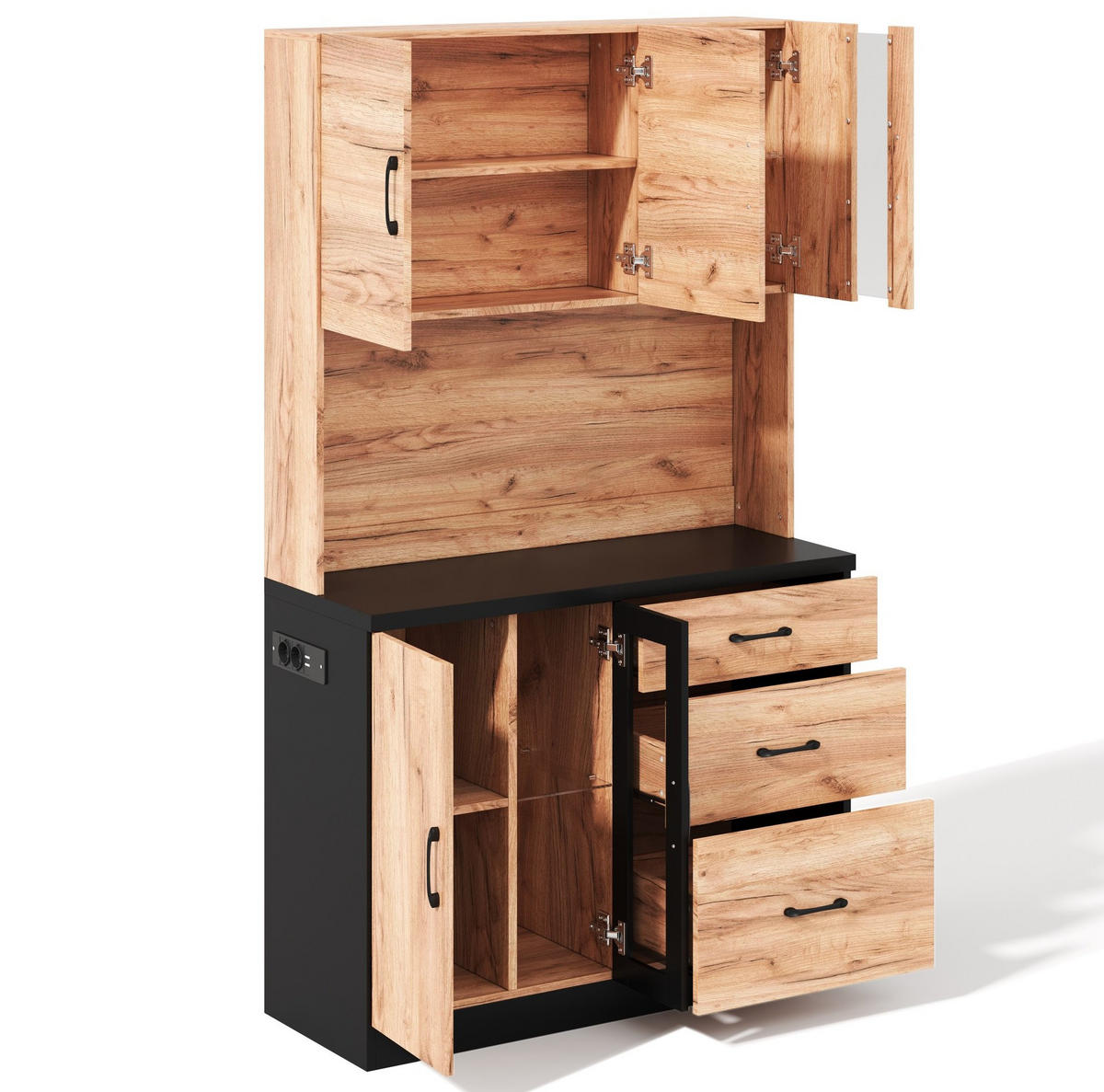 BUFFET 105/40/180 cm neutral aus MDF mit LED - Naturfarben, Holzwerkstoff (105/180/40cm) - OKWISH