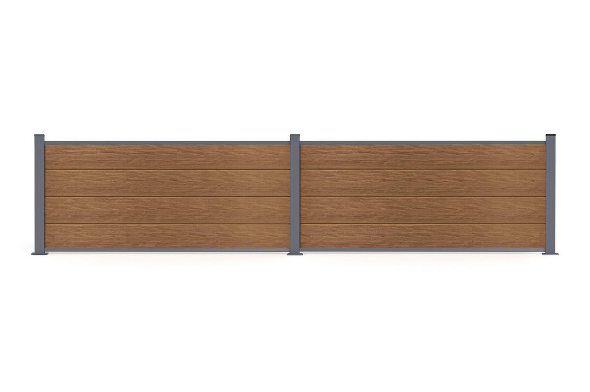 VERBUNDZAUN STOCKHORN 8 m, H. 90 cm, auf Teakholz-Sockel - Braun, Holzwerkstoff (200/90cm) - Casanoov