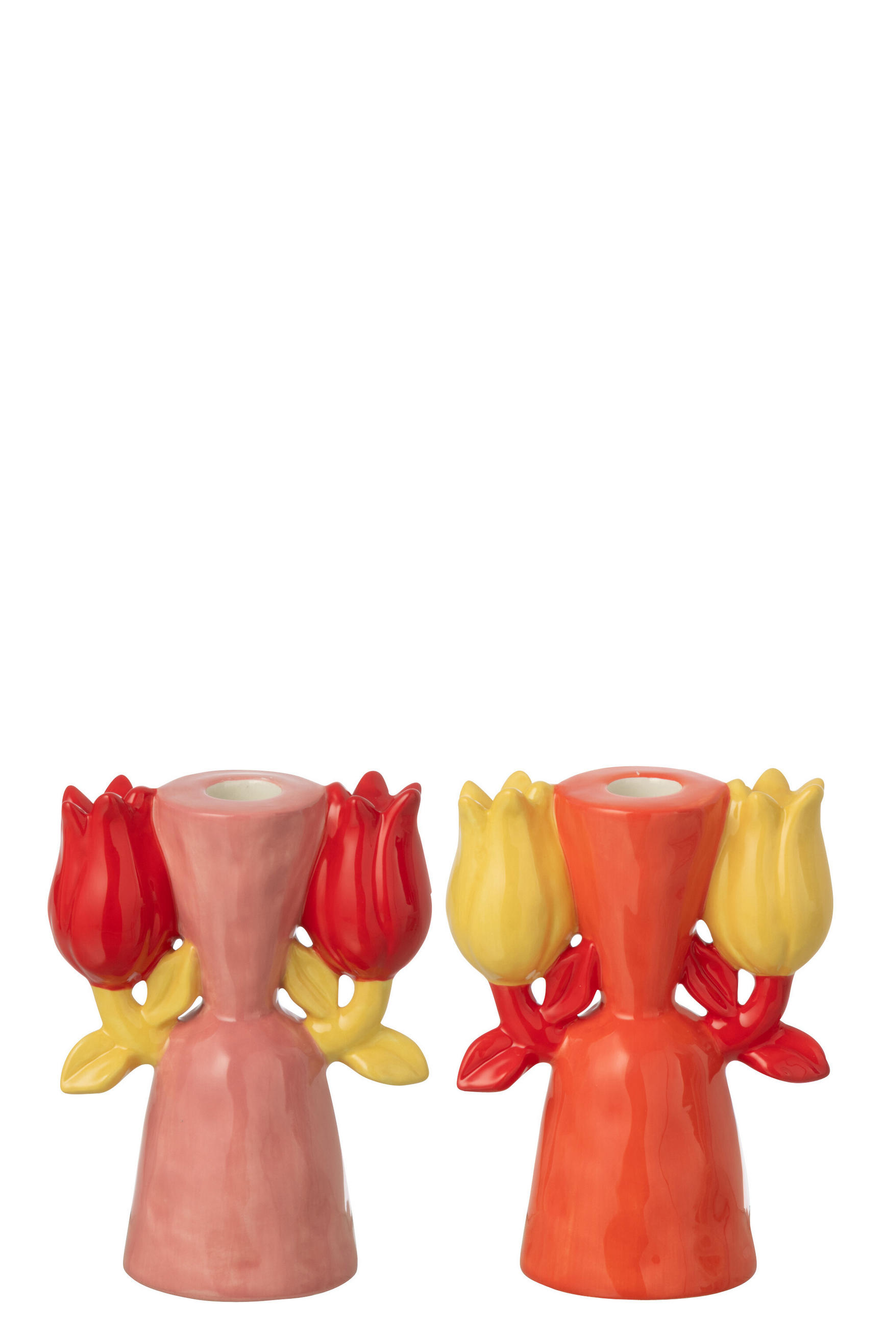 KERZENSTÄNDER TULIP DOLOMIT Multi - Multicolor, Keramik (7.5/15.6/11.7cm) - J-Line
