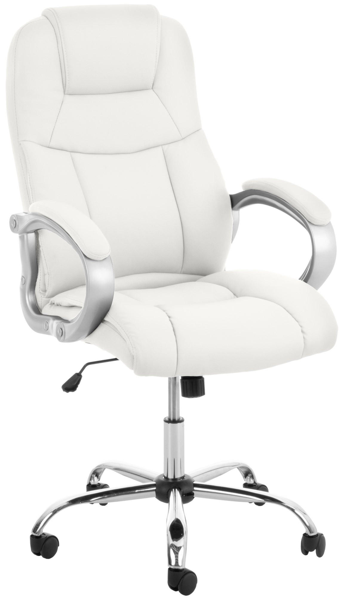 CHEFSESSEL Lederlook Weiß - Chromfarben/Weiß, Textil/Metall (66/113/70cm) - CLP