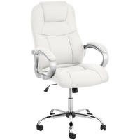 CHEFSESSEL Lederlook Weiß - Chromfarben/Weiß, Textil/Metall (66/113/70cm) - CLP