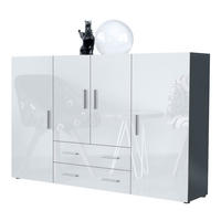 HIGHBOARD Nora Türen in Weiß Hochglanz - Weiß Hochglanz, Holzwerkstoff (166/106/35cm) - Vladon