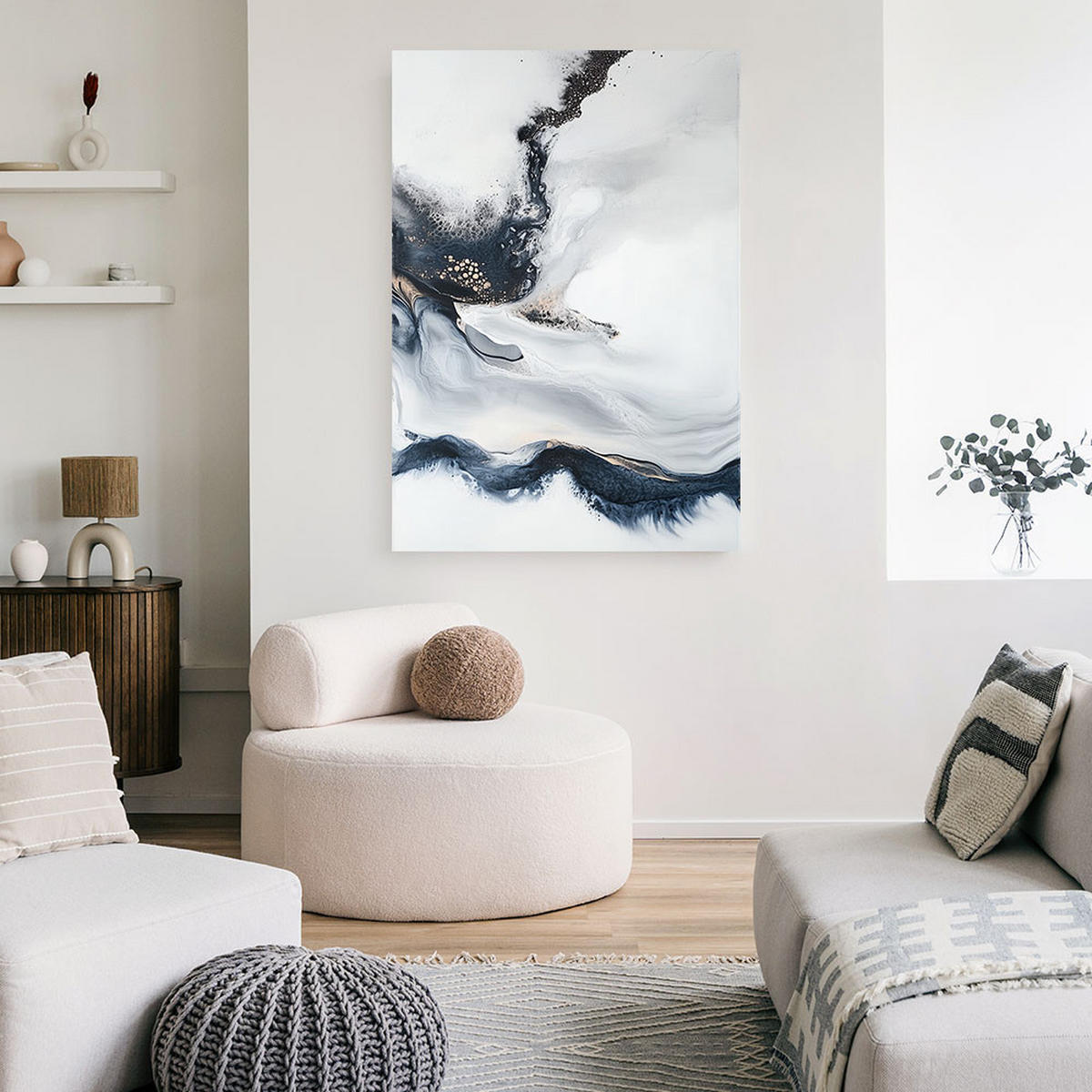 LEINWANDBILD Abstraktion Linien Minimalismus 40x60cm - Grau, Textil (40/60cm) - Feeby