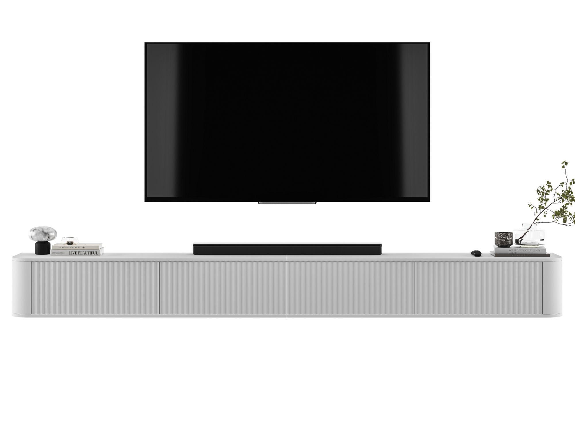 Meble Lindner TV stolek Aurora, sada 2 kusů, matná bílá, 280 cm