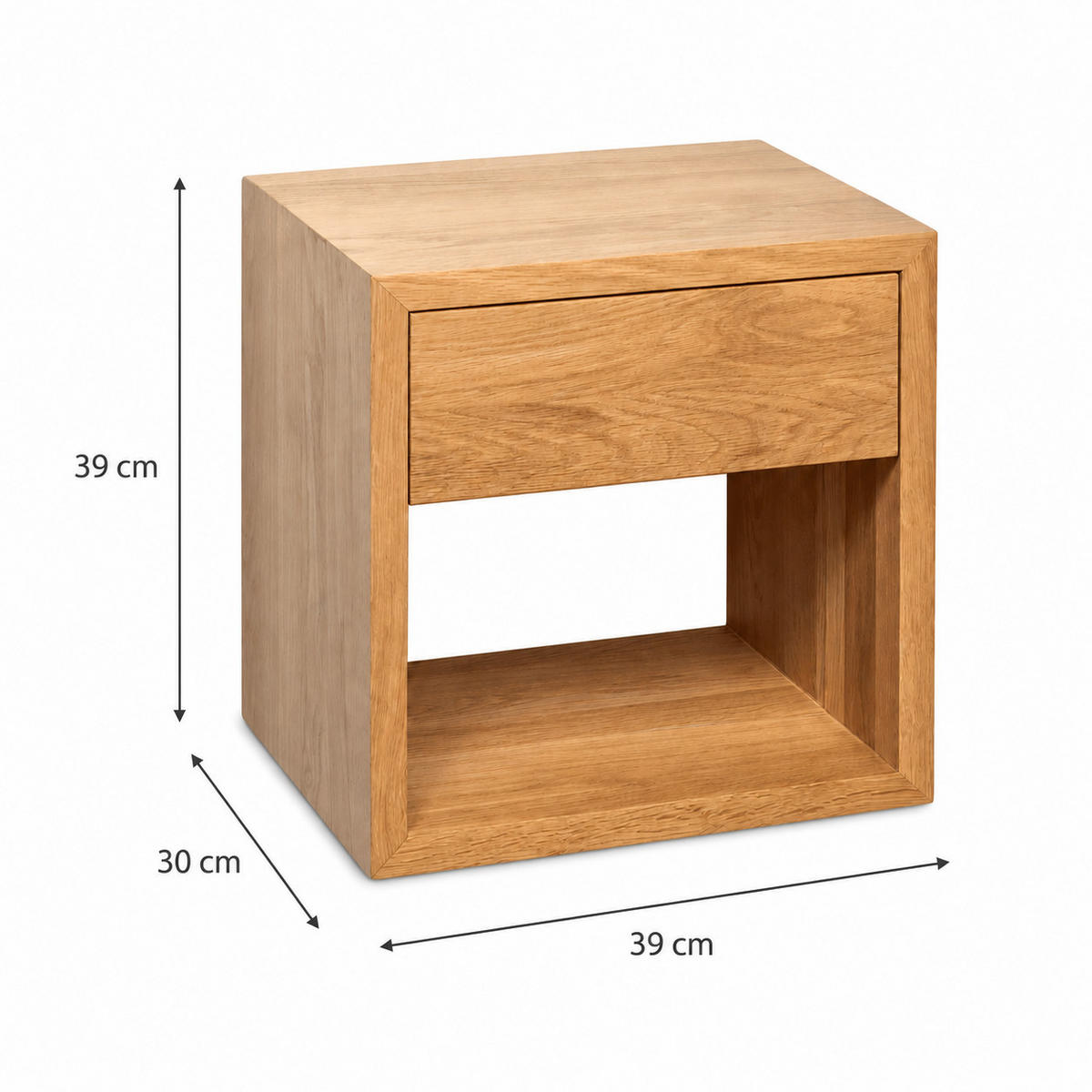 NACHTTISCH Hugo 2er Set, Eiche, 30/39/39 cm - Beige, Holz (39/39/30cm) - WOODEK