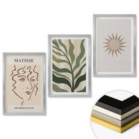 WANDBILDER 3er Set - 40x60 cm Silberner Rahmen - Abstrakte Pflanzenmuster - Silberfarben, Kunststoff (40/60cm) - ArtPrintCave