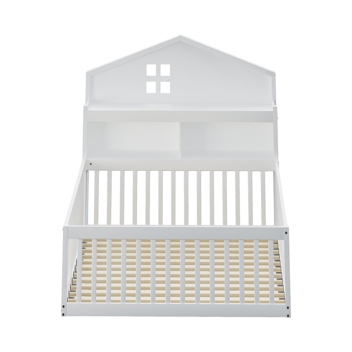 KINDERBETT aus Massivholz 140x200 cm in Weiß mit Lattenrost & Stauraum - Weiß, Holz (140/200cm) - Modfu