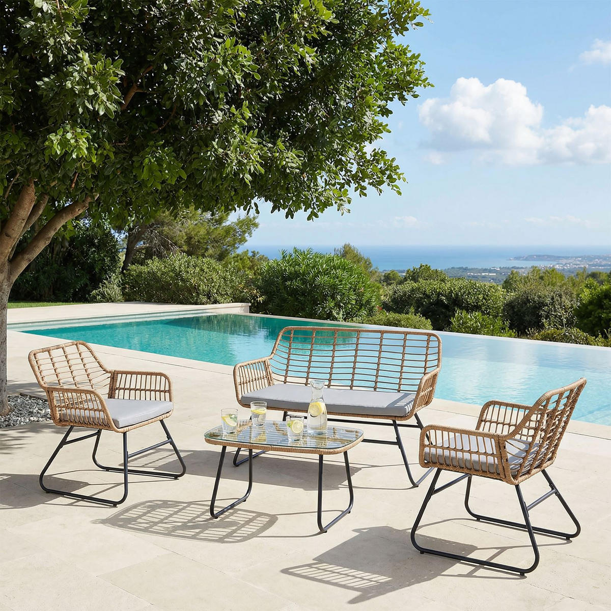 GARTENLOUNGE RIVIERA - Braun/Grau, Metall - IDIMEX