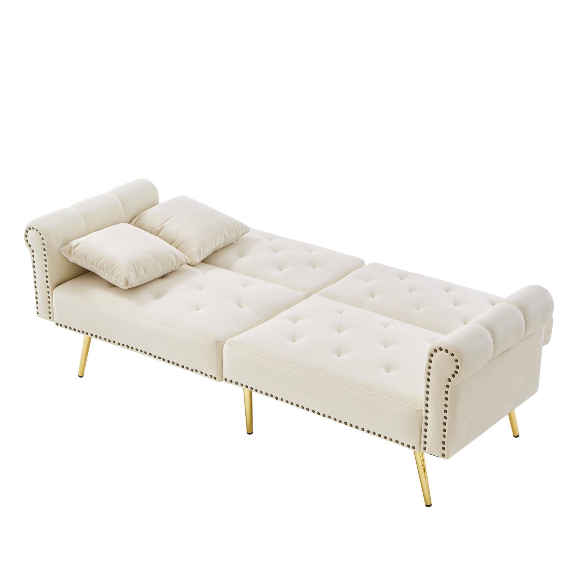 2-SITZER 147/85 cm Beige aus Samt mit verstellbarer Rückenlehne - Beige, Kunststoff (75/70/173cm) - OKMYHOME