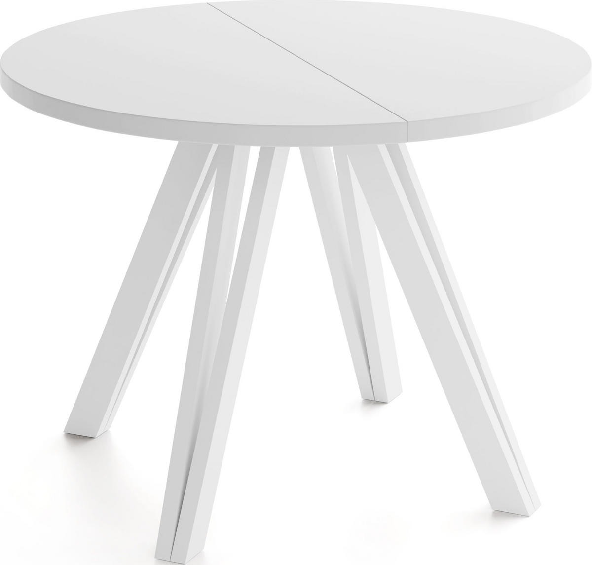 ESSTISCH Ravero runder ausziehbarer, Weiß 100-180/100/77 cm - Weiß, Holz/Holzwerkstoff (100/100/77cm) - WFL GROUP