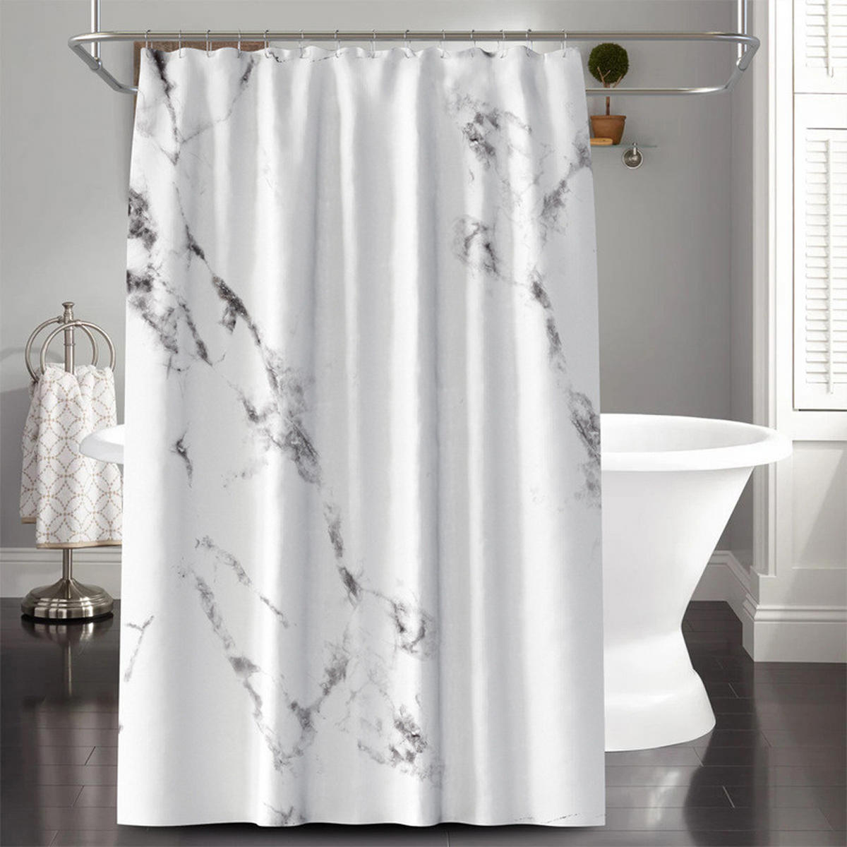 DUSCHVORHANG 180 x 180 cm schimmelresistent wasserdicht modern hübsch schlicht fürs Badezimmer - Weiß, Textil (180/180cm) - MCBOSON