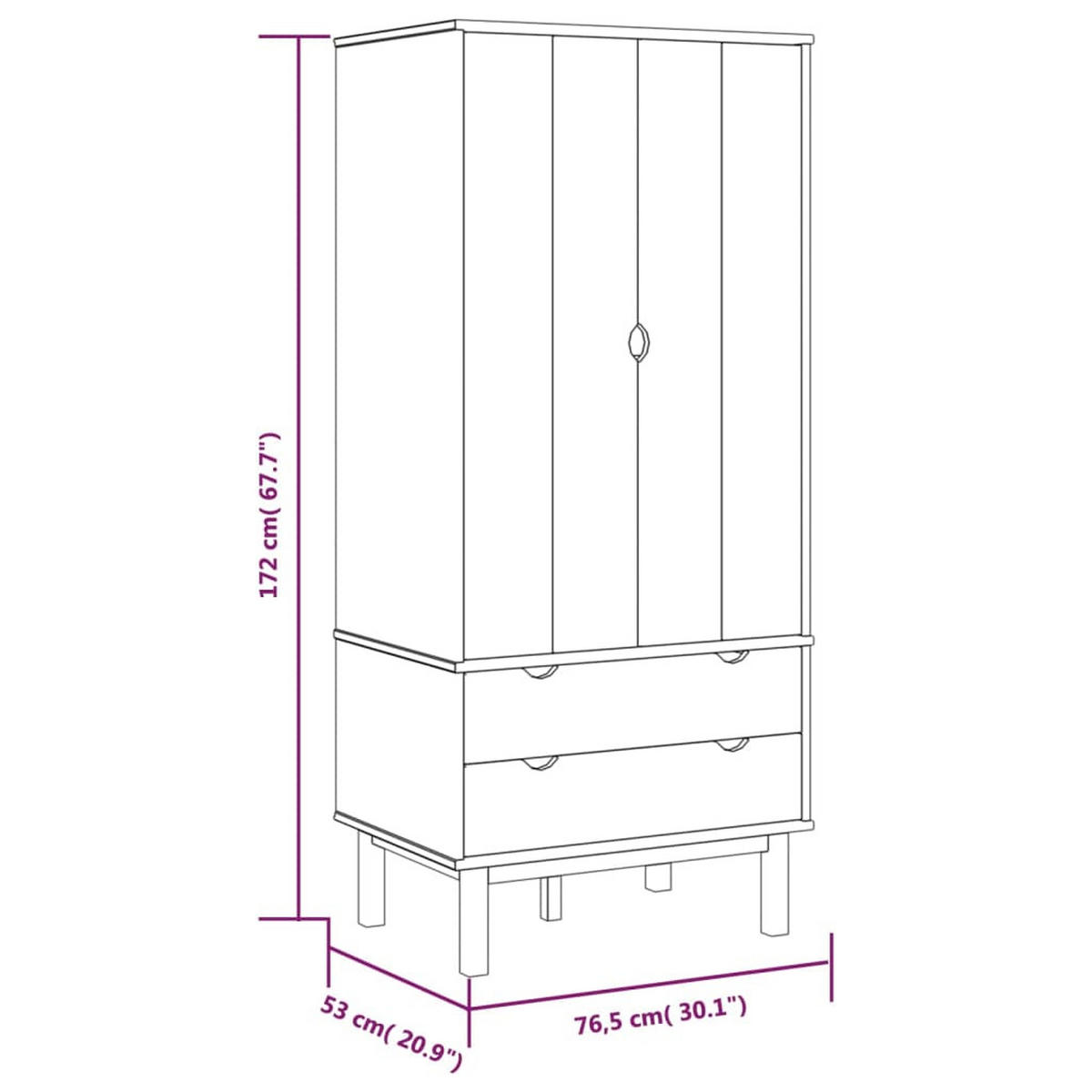 DREHTÜRENSCHRANK Dunlap 76.5/53/172 cm - Grau, Holzwerkstoff (76.5/172/53cm) - Nettlife