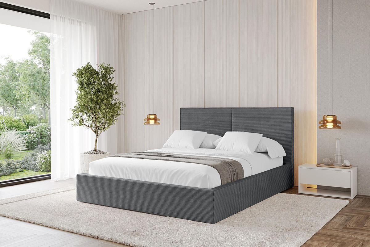 POLSTERBETT mit Bettkasten und Lattenrost, Bett mit Matratze H3/H4 - VANTO 180x200 Dunkelgrau - Anthrazit, Holzwerkstoff/Textil (180/200cm) - ALTDECOR