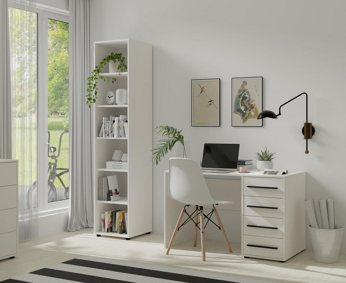 SCHREIBTISCH Maxivo Weiß, mit Schubladen - Schwarz/Weiß, Holzwerkstoff (60/120/75cm) - Bettso