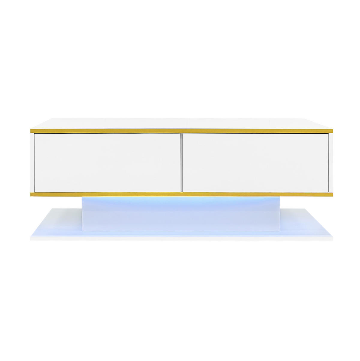COUCHTISCH mit LED und 3 Schubladen 100 x 50 x 40 cm Weiß - Weiß, Holzwerkstoff (100/50/40cm) - Meubliv