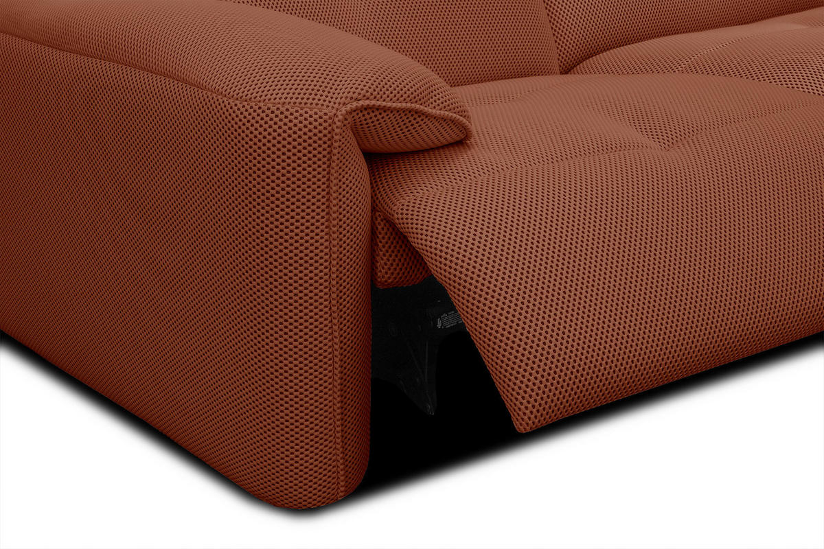 ECKSOFA TRENTO 4-Sitzer mit 1 Relaxfunktion, dunkelorange - Dunkelorange/Schwarz, Holzwerkstoff/Kunststoff (262/165cm) - Courtois Laville