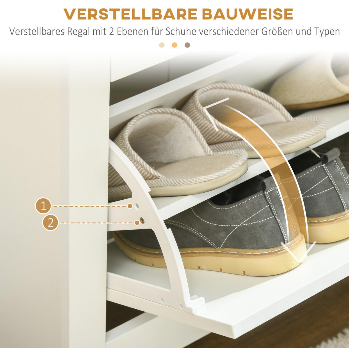 SCHUHSCHRANK 72/26/112 cm weiß aus Holzwerkstoff mit 3 Klappen - Weiß, Holzwerkstoff (72/112/26cm) - OKWISH