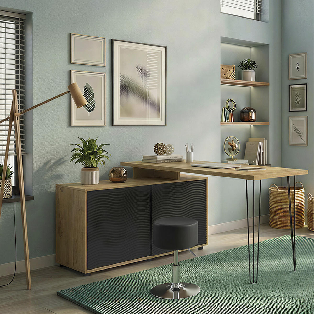 ROHOVÝ PSACÍ STŮL Notivo Černá - černá, kompozitní dřevo (55/135/77cm) - Vicco