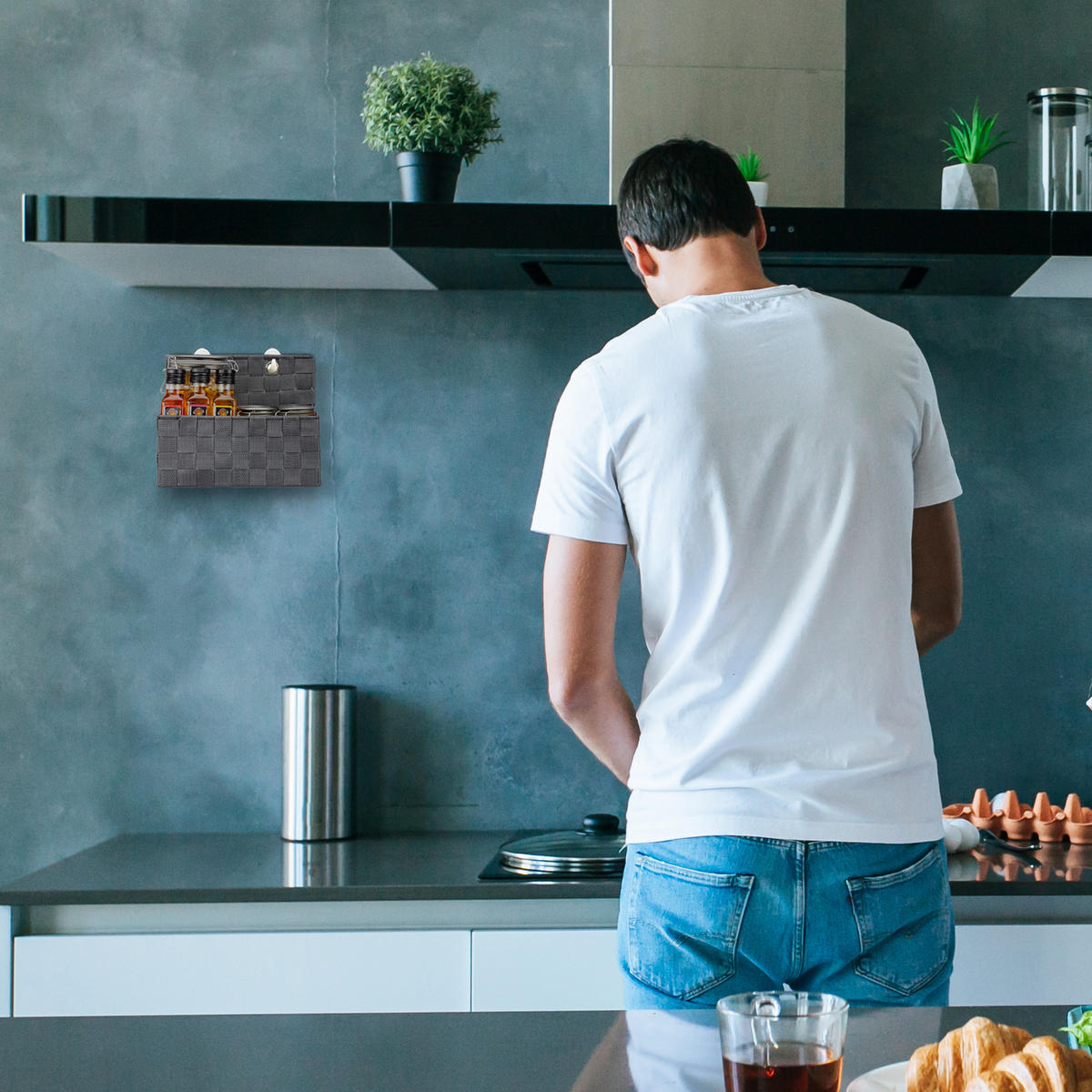 AUFBEWAHRUNGSKORB - Weiß, Kunststoff/Metall (16.5/25/20cm) - Relaxdays