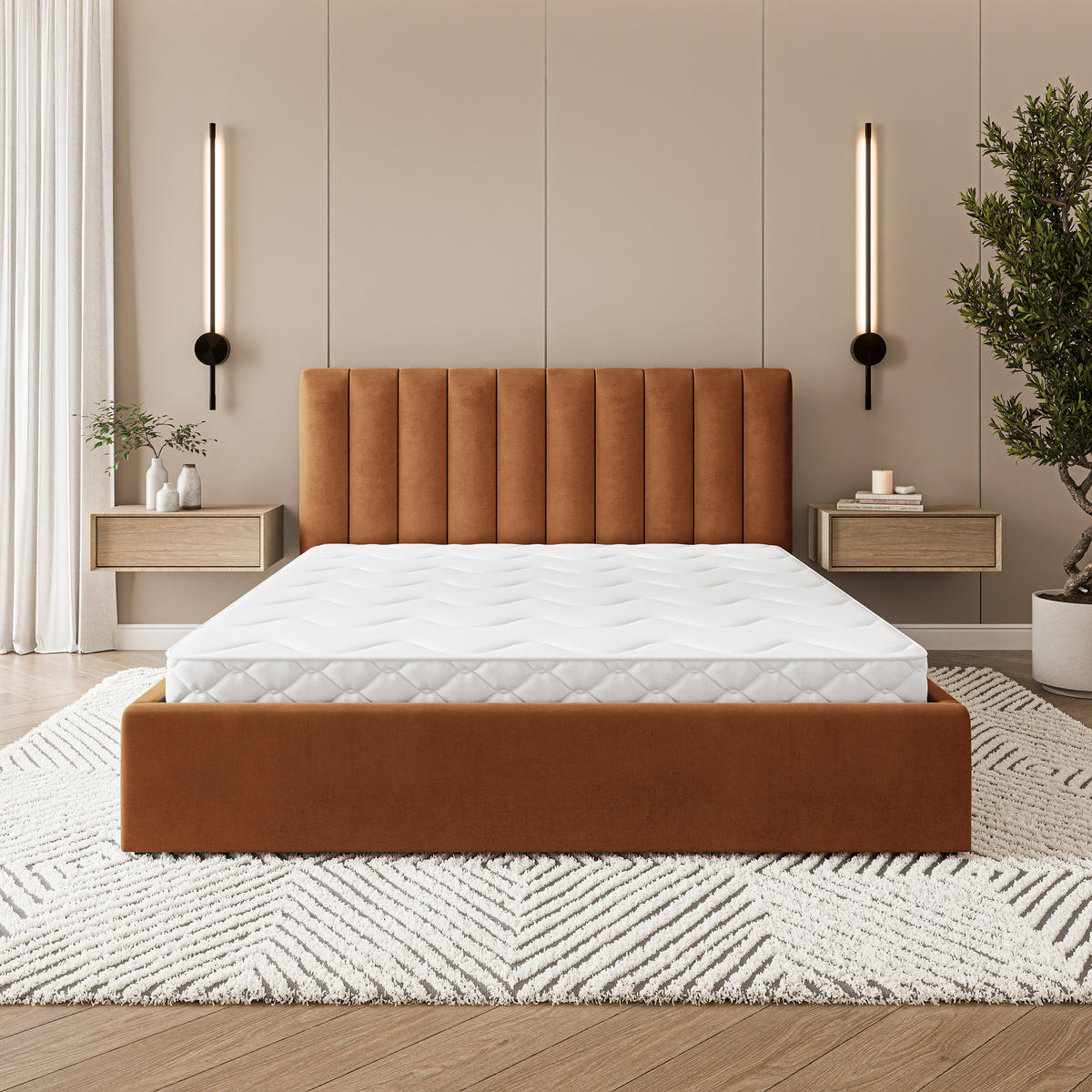 POLSTERBETT DEMERA MGV 120x200 cm mit Bettkästen - Kupferfarben - Kupferfarben, Holz (120/200cm) - MASSENO