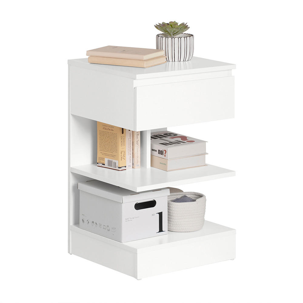 NACHTTISCH Weiß - Weiß, Holzwerkstoff (39/39/65cm) - SoBuy
