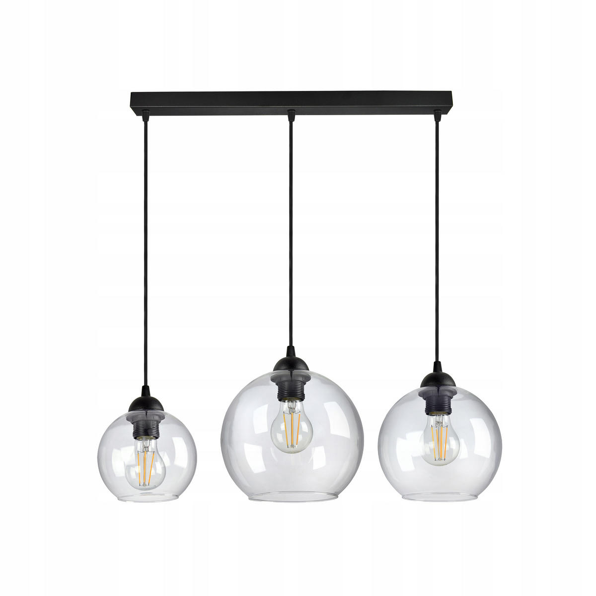 PENDELLEUCHTE HAGEN - Transparent/Schwarz, Glas/Metall (20/70/80cm) - kiki design