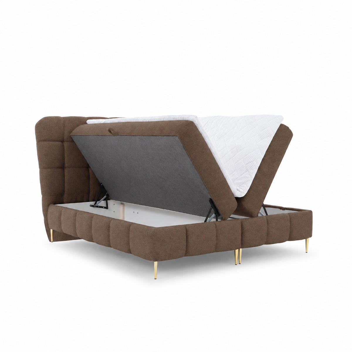 BOXSPRINGBETT mit Stauraum in 140x200 cm in Braun - Braun, Textil (140/200cm) - Home Collective