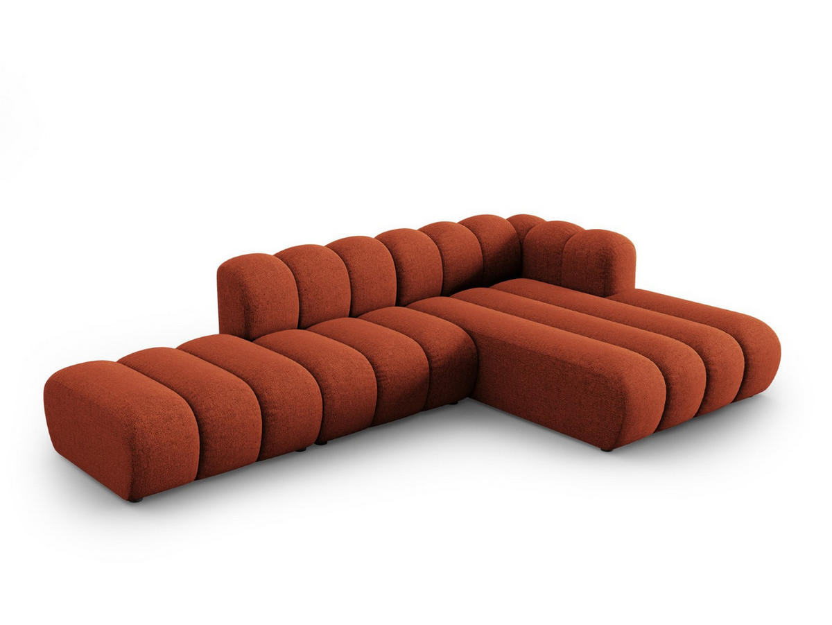 ECKSOFA modular rechts Lupine aus Chenille-Stoff terrakotta 5 Sitzplätze - Terracotta, Textil (177/299cm) - Micadoni
