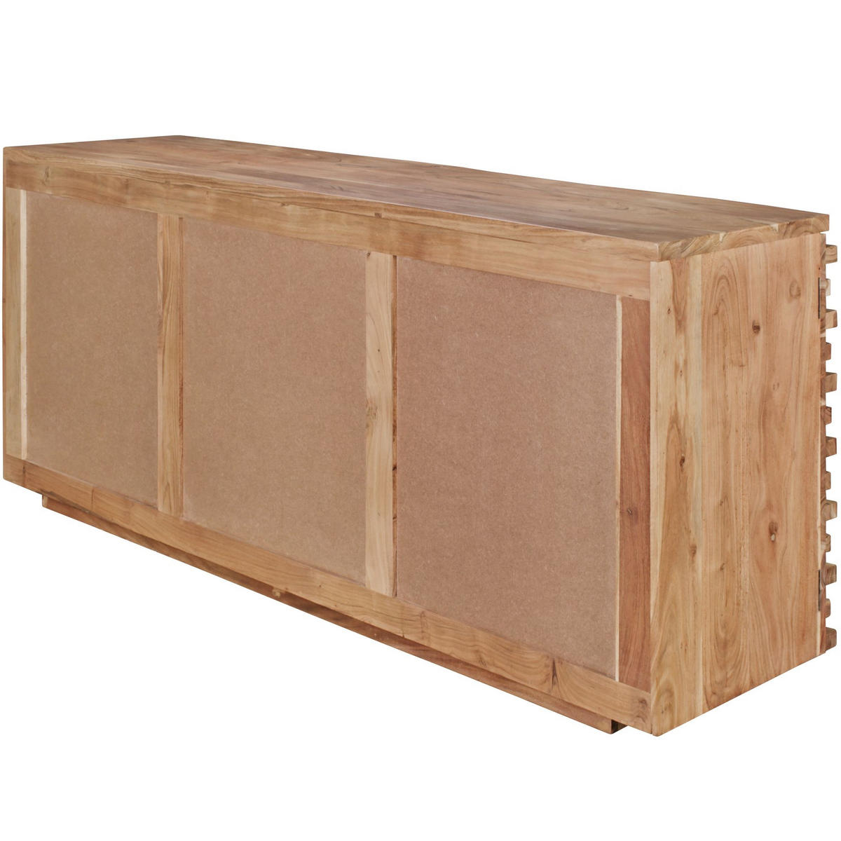 SIDEBOARD – Akazie Massivholz, 160x75x43 cm, mit Baumkante, Landhausstil - Braun, Akazienholz/Holz (160/75/43cm) - KADIMA DESIGN