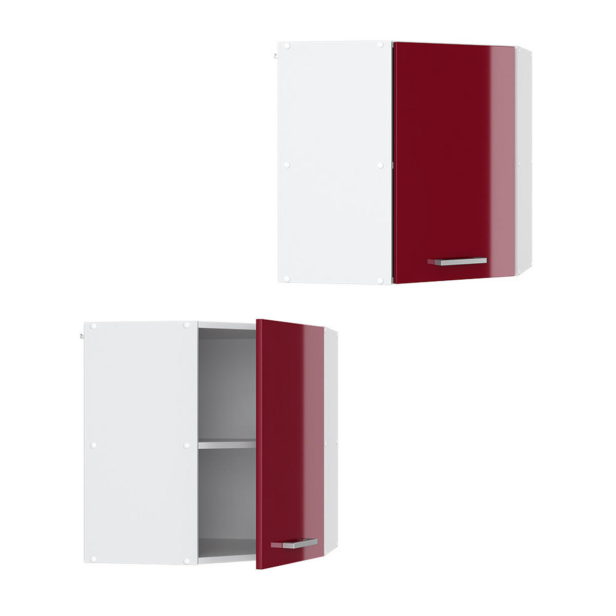 ECKHÄNGESCHRANK R-Line Rot Hochglanz 57 cm - Rot/Weiß, Holzwerkstoff (57/60/34.1cm) - Vicco