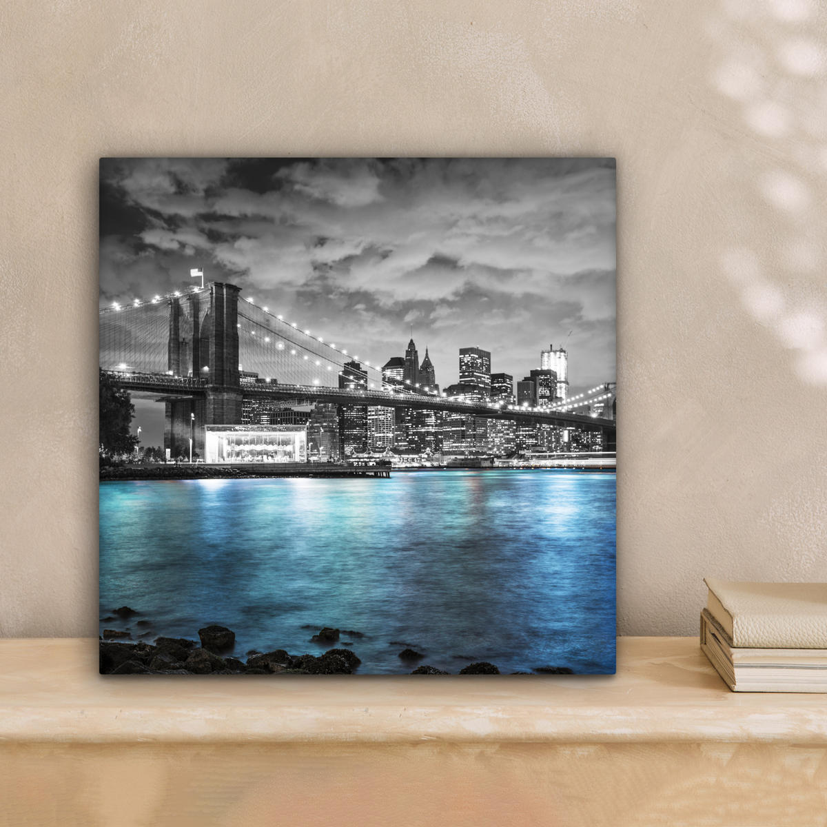 LEINWANDBILD New York - Skyline - Stadt - Blau 20x20 cm - Blaugrau, Textil (20/20cm) - MuchoWow