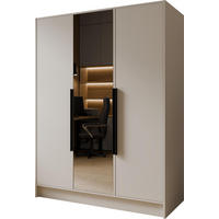 KLEIDERSCHRANK Mono Lux mit Speigel, Drehtüren mit Schwarze Metallgriffe, Kaschmir 150/200/51 cm - Kaschmir, Holzwerkstoff (150/200/51cm) - WFL GROUP