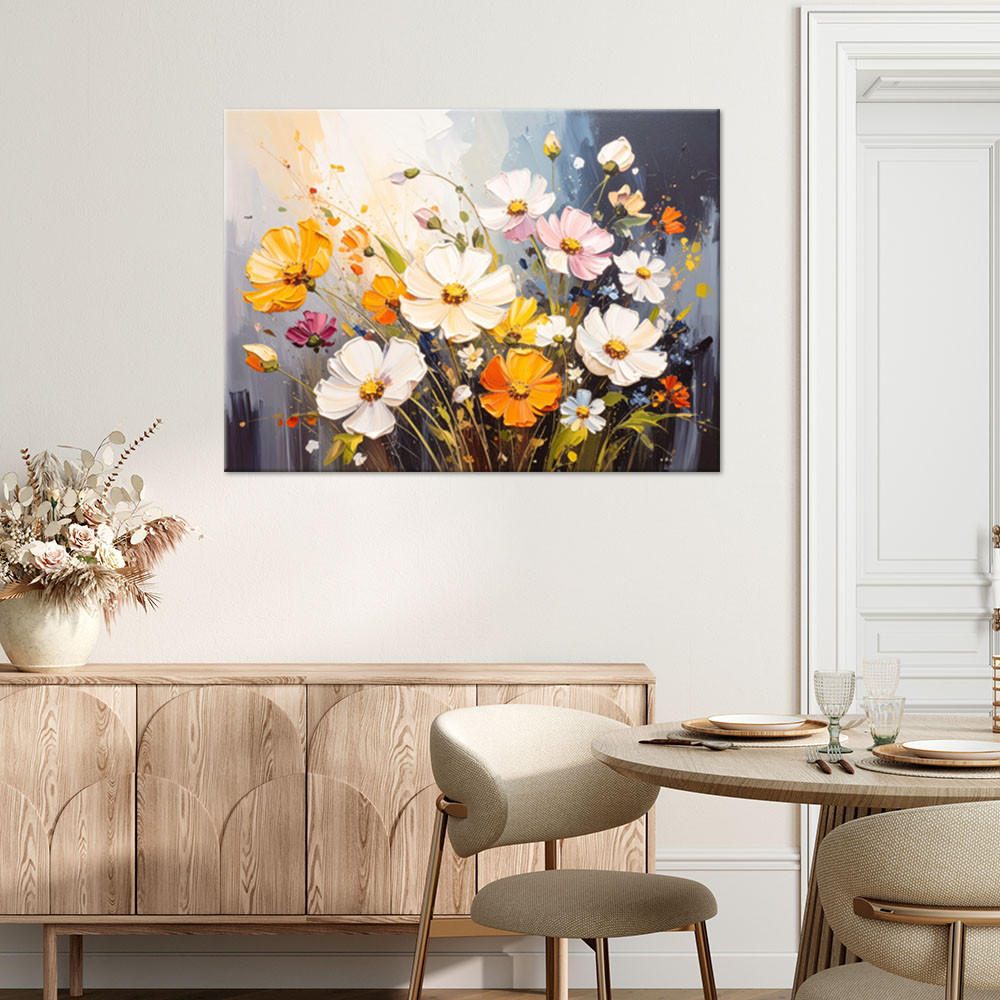 LEINWANDBILD Bunte Feldblumen Natur 120x80cm - Multicolor, Textil (120/80cm) - Feeby